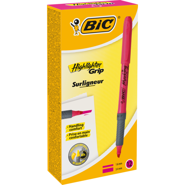 BIC overstregningspen Brite Liner Grip pink