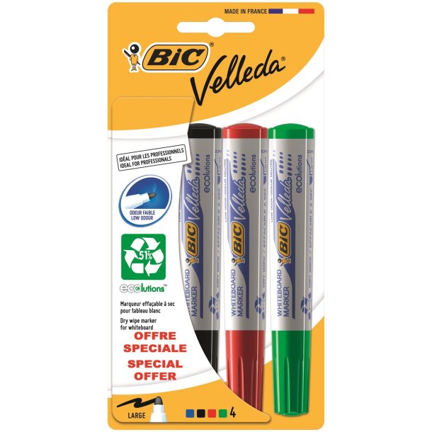 BIC Velleda whiteboardpen 1701 (4 farver)