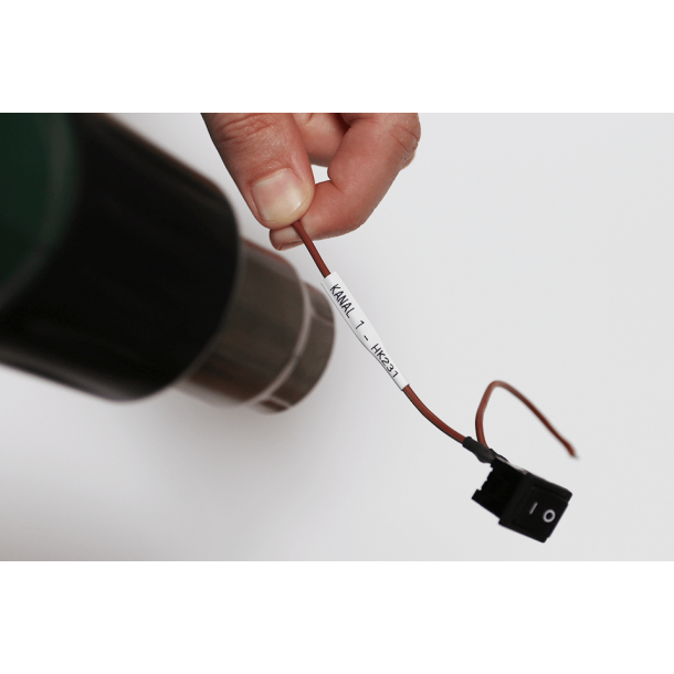 HSe-261E sort på hvidkrympeflextape &#150; 31 mm