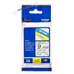 Brother TZe Tape - 9mm x 8m, Transparent (sort skrift)