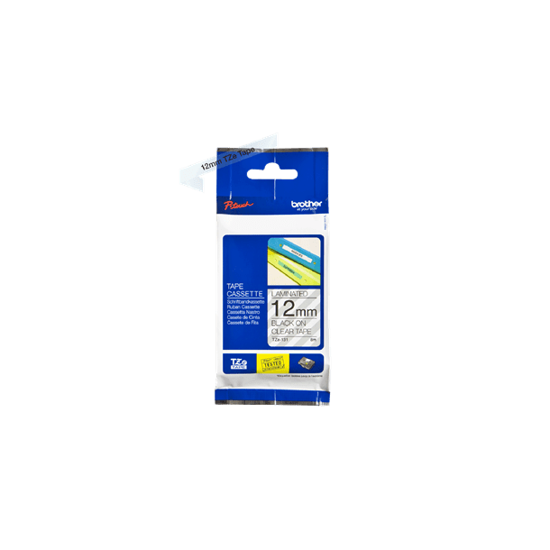 Brother TZe Tape - 12mm x 8m, Transparent (sort skrift)