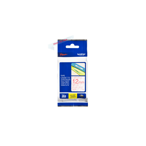 Brother TZe Tape - 12mm x 8m, Transparent (r�d skrift)