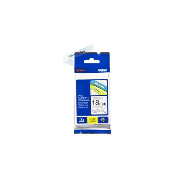 Brother TZe Tape - 18mm x 8m, Transparent (sort skrift)