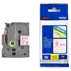 Brother TZe Tape - 9mm x 8m, Hvid (r�d skrift)