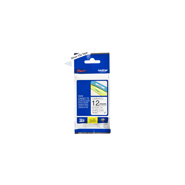 Brother TZe Tape - 12mm x 8m, Hvid (sort skrift)