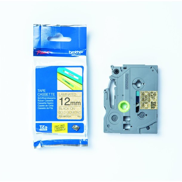 TZe-MPGG31 printer sort tekst p mnstret lamineret tape