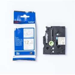 Brother TZe Satinbnd - 12mm x 4m, Hvid hjglans (guld skrift)