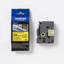 Brother TZeSL Selvlaminerende Tape - 24mm x 8m, Gul (sort skrift)