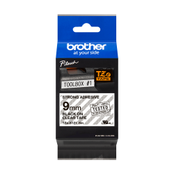 Brother TZeS Ekstra St�rkt kl�bende Tape - 9mm x 8m, Klar (sort skrift)