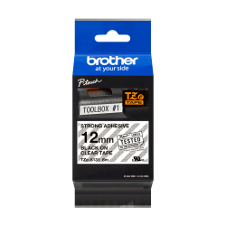 Brother TZeS Ekstra St�rkt kl�bende Tape - 12mm x 8m, Klar (sort skrift)