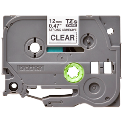 Brother TZeS Ekstra St�rkt kl�bende Tape - 12mm x 8m, Klar (sort skrift)