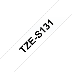 Brother TZeS Ekstra St�rkt kl�bende Tape - 12mm x 8m, Klar (sort skrift)