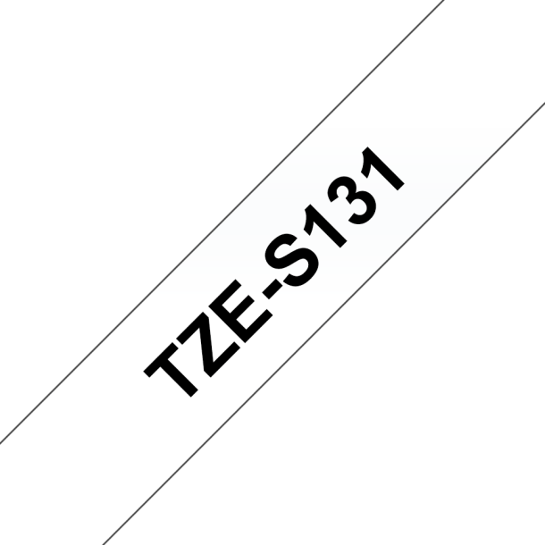 Brother TZeS Ekstra St�rkt kl�bende Tape - 12mm x 8m, Klar (sort skrift)