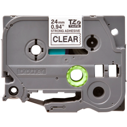 Brother TZeS Ekstra St�rkt kl�bende Tape - 24mm x 8m, Klar (sort skrift)