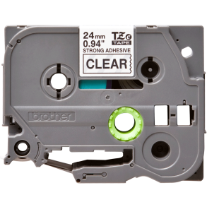 Brother TZeS Ekstra St�rkt kl�bende Tape - 24mm x 8m, Klar (sort skrift)