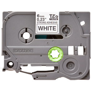 Brother TZeS Ekstra St�rkt kl�bende Tape - 6mm x 8m, Hvid (sort skrift)