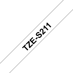 Brother TZeS Ekstra St�rkt kl�bende Tape - 6mm x 8m, Hvid (sort skrift)
