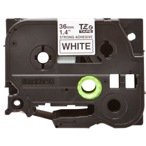 Brother TZeS Ekstra Strkt klbende Tape - 36mm x 8m, Hvid (sort skrift)