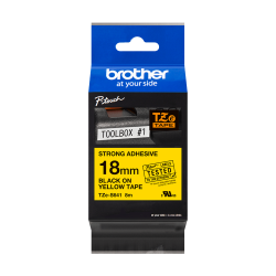 Brother TZeS Ekstra St�rkt kl�bende Tape - 18mm x 8m, Gul (sort skrift)