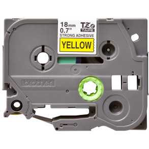 Brother TZeS Ekstra St�rkt kl�bende Tape - 18mm x 8m, Gul (sort skrift)