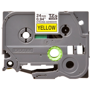 Brother TZeS Ekstra Strkt klbende Tape - 24mm x 8m, Gul (sort skrift)