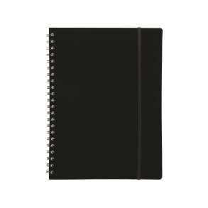 Notesbog A4 plast med spiralryg sort
