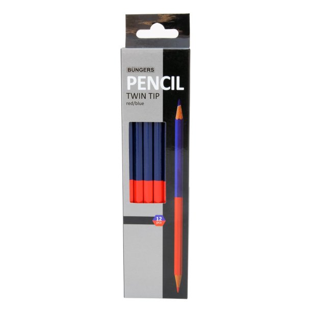 Blyant Duo rd/bl med 2 spidser (12)