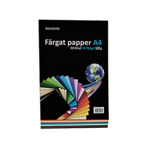 Farvet papir A4 120g assorteret 50 ark