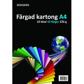 Karton A4 220 gr. ass. farver 10 ark