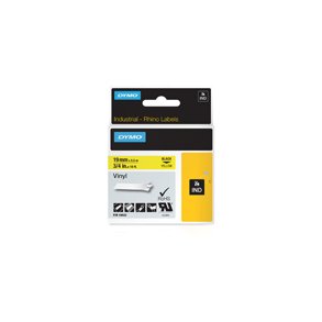 DYMO Rhino Vinyltape - 19mm x 5.5m, Gul (sort skrift)