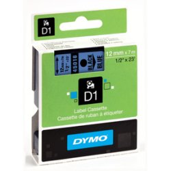 DYMO D1 Tape - 12mm x 7m, Bl� (sort skrift)