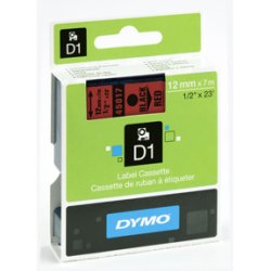DYMO D1 Tape - 12mm x 7m, R�d (sort skrift)