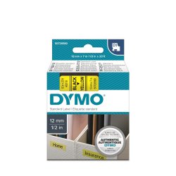 DYMO D1 Tape - 12mm x 7m, Gul (sort skrift)