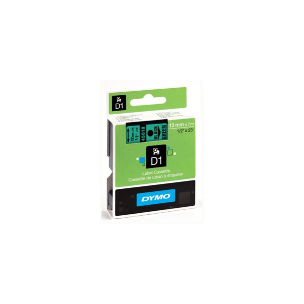 DYMO D1 Tape - 12mm x 7m, Gr�n (sort skrift)