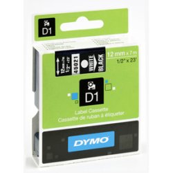 DYMO D1 Tape - 12mm x 7m, Sort (hvid skrift)
