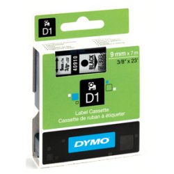 DYMO D1 Tape - 9mm x 7m, Transparant (sort skrift)