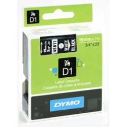 DYMO D1 Tape - 19mm x 7m, Sort (hvid skrift)