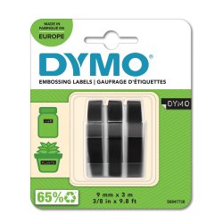 DYMO 3D Pr�getape - 9mm x 3m, Sort (3-pack)