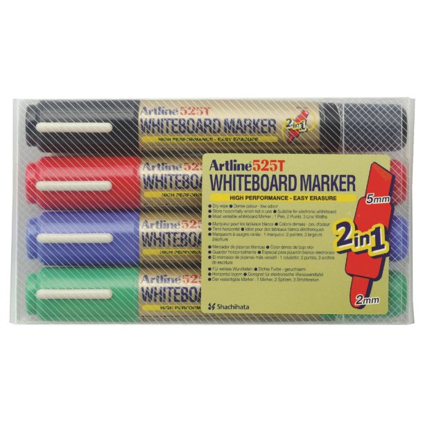 Whiteboard Marker Artline 525T 2-i-1 4-st