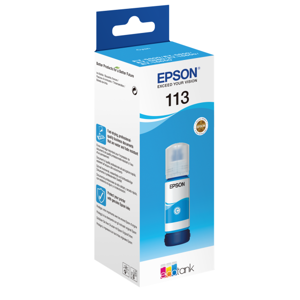113 EcoTank Pigment Cyan ink bottle