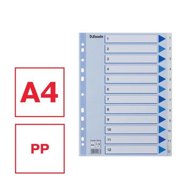 Register PP A4 1-12 hvid