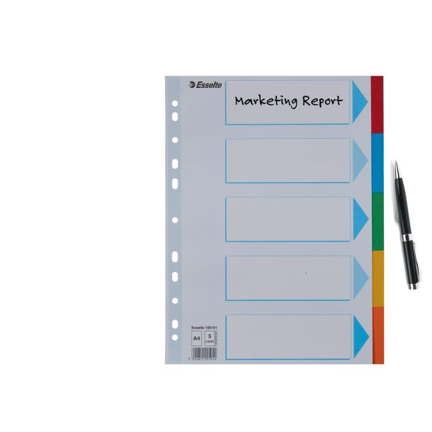 Faneblade karton A4 5-delt