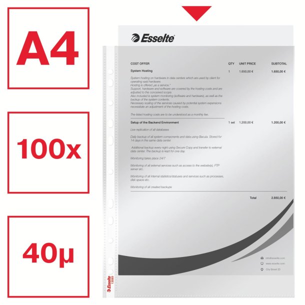 Lomme 40my PP glasklar A4 T (100)