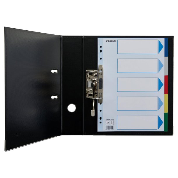 Faneblade PP A4 5-delt farvede faner