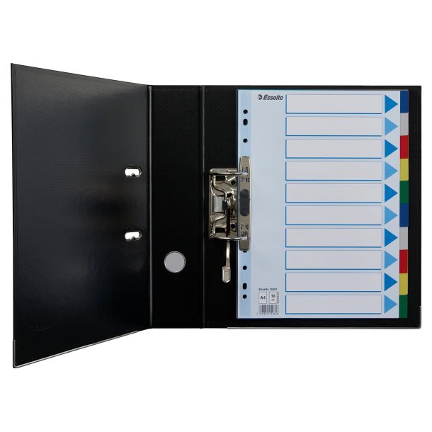 Faneblade PP A4 10-delt farvede faner