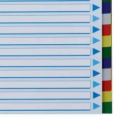 Faneblade PP A4 20-delt farvede faner