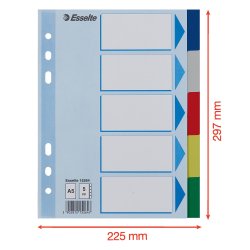 Faneblade PP A5 5-delt farvede faner