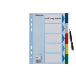 Faneblade PP A5 5-delt farvede faner