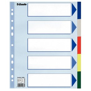 Faneblade PP A4 maxi 5-delt farvede faner