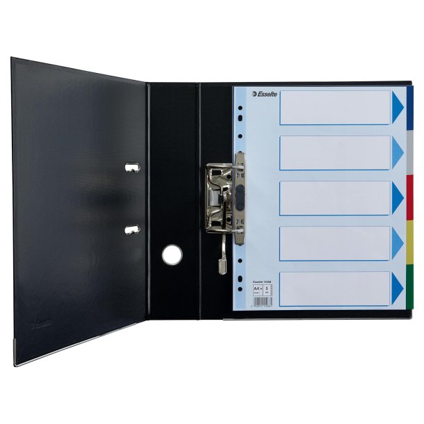 Faneblade PP A4 maxi 5-delt farvede faner